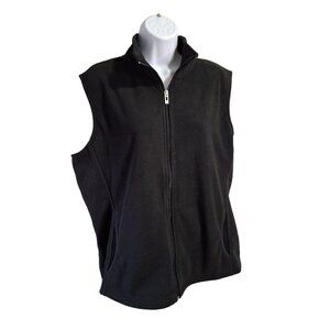 Fresh Men Fleece Zip Up Vest XL Black Sleeveless High Collar Outerwear Cabincore